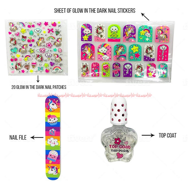 Hot Focus Magical Unicorn Glow In The Dark Hiasan Kuku Stiker Hotfocus