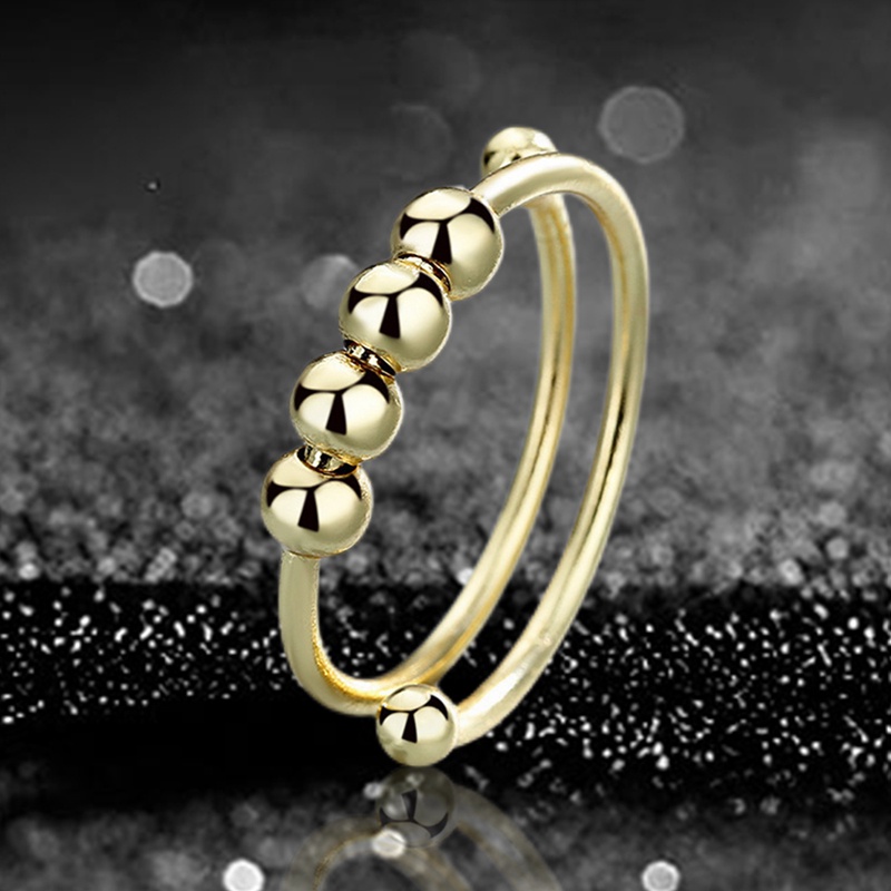 Cincin Jari Model Terbuka Dapat Diputar Dapat Disesuaikan Aksen Manik-Manik