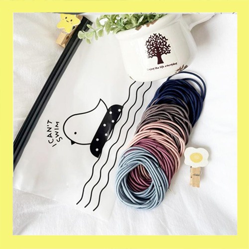 Ikat Karet Rambut 100pcs Warna Polos Gaya Korea / Ikat Rambut Elastis Hair Ties Grosir FS