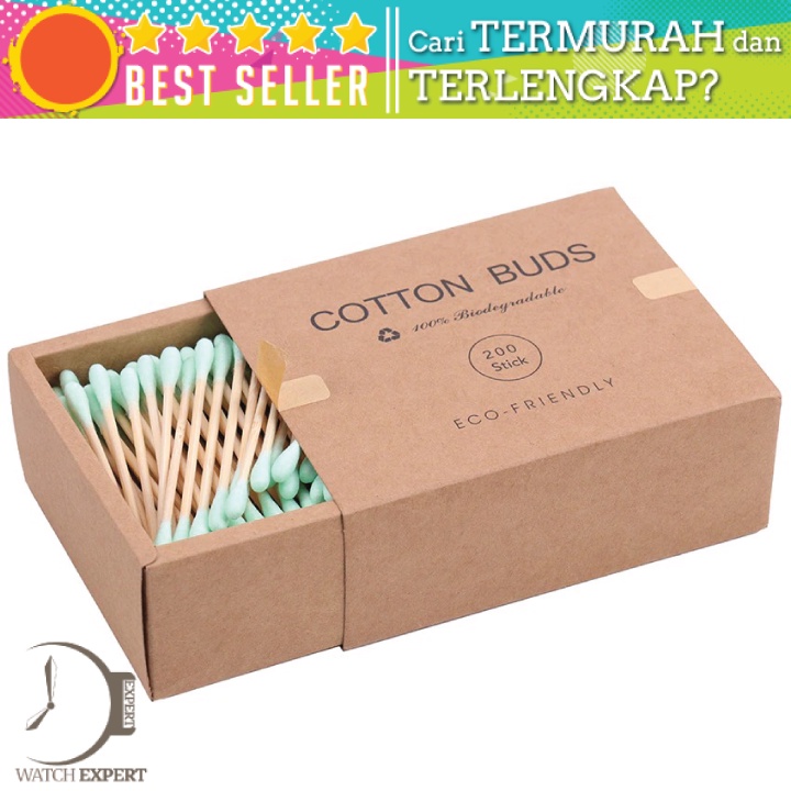 Bisa COD Alat Pembersih Telinga Korek Kuping Bambu Cotton Buds 200PCS - Biode BD277