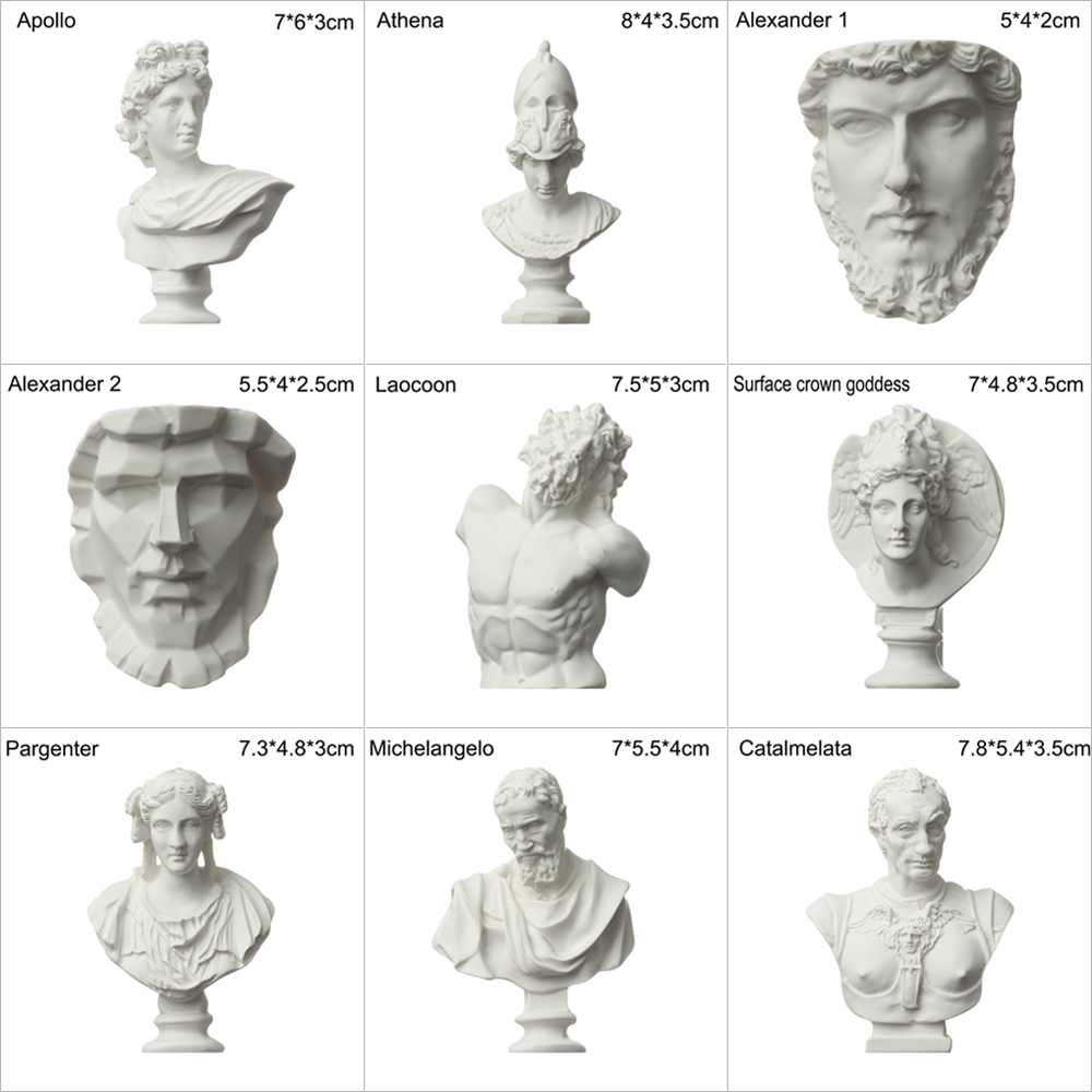 SUYOU Crafts Gypsum Bust Portraits Mini Figurine Famous Sculpture Plaster Statue Celebrities Nordic Home Decor Desktop Ornament Drawing Practice Greek Mythology