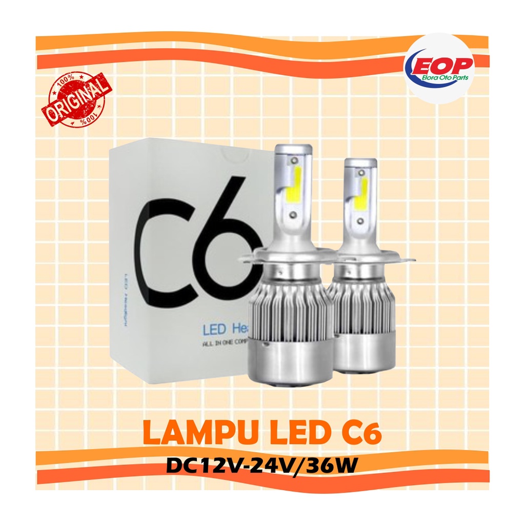 LAMPU LED C6 satu set 2 lampu LED H1,H4,H7,H11