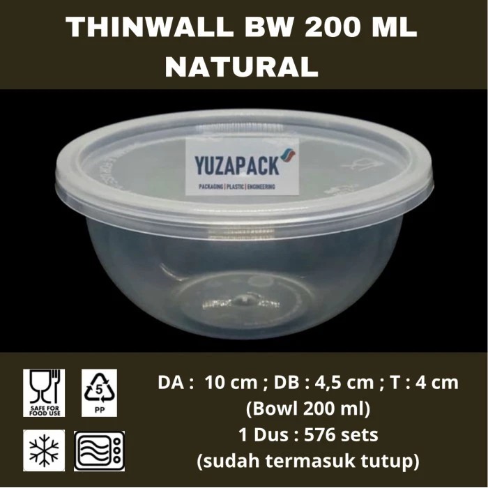 Thiwall Bowl 200 ml Natural Take Away Plastics Microwave
