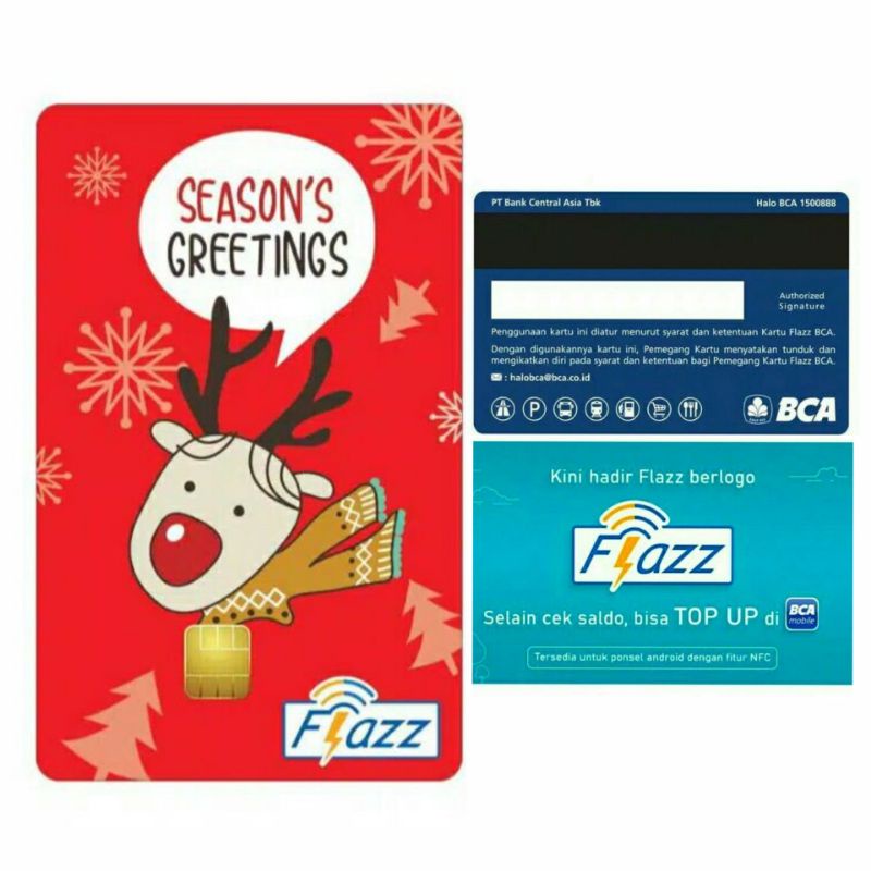 Kartu Flazz Natal Limited Christmas Edition Flying Reindeer ORI /Like eTOLL eMONEY Tapcash or Brizzi