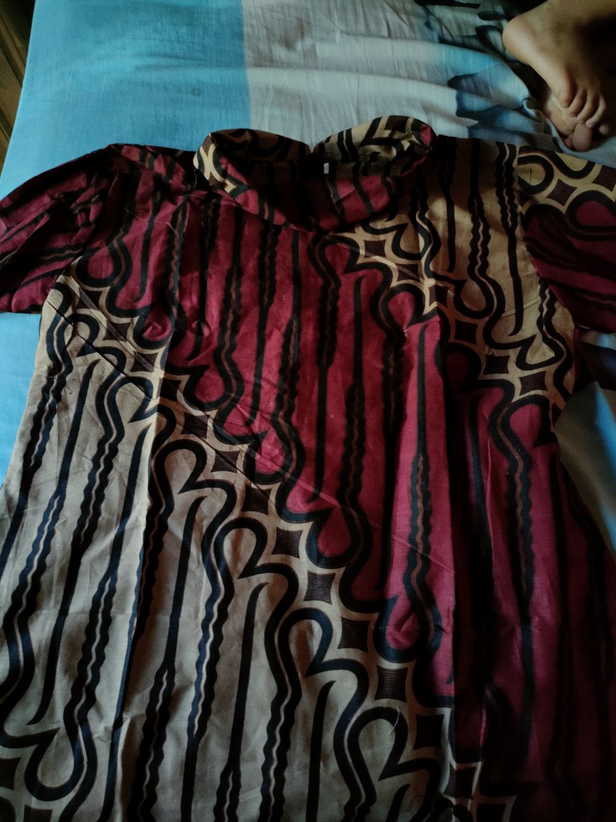 Tunik Batik Wanita Resleting Lengan Panjang Seno Marun Batik Aziza