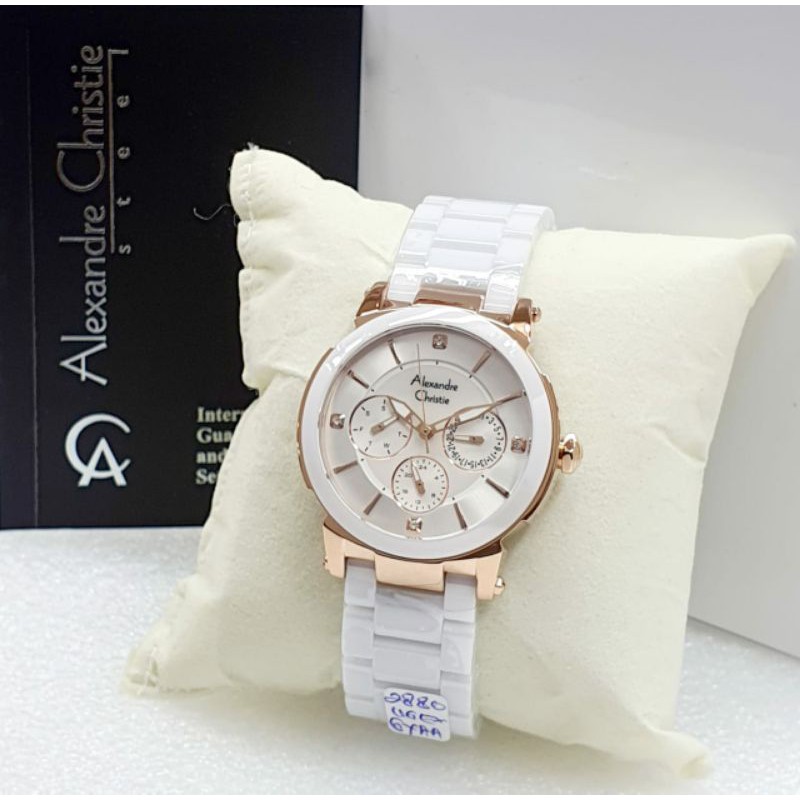 JAM TANGAN WANITA ORIGINAL ALEXANDRE CHRISTIE AC2880 KERAMIK