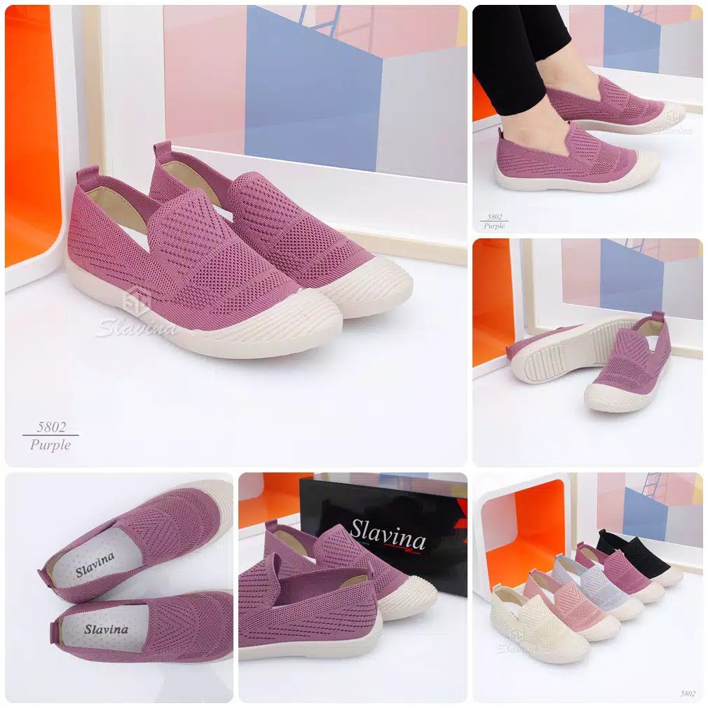 Slavina SlipOn With New Outsole Flyknit 2085# / Slip On Slavina Wanita / Sepatu Cewek
