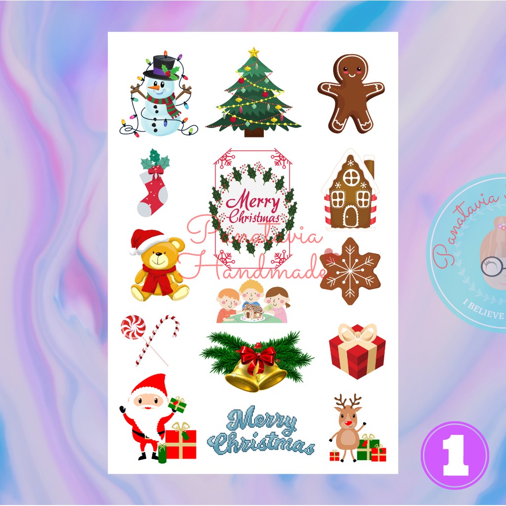 Stiker Lucu ♡ Tema Merry Christmas | Stiker Tahan Air | Stiker tahan Cuaca | Stiker estetik | Natal-1