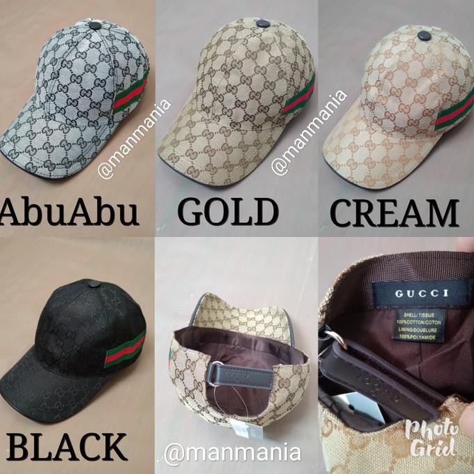 Pengiriman Cepat topi gucci dengan lapisan kain di dalam (premium tanpa box) - Hitam STOK TERBATAS