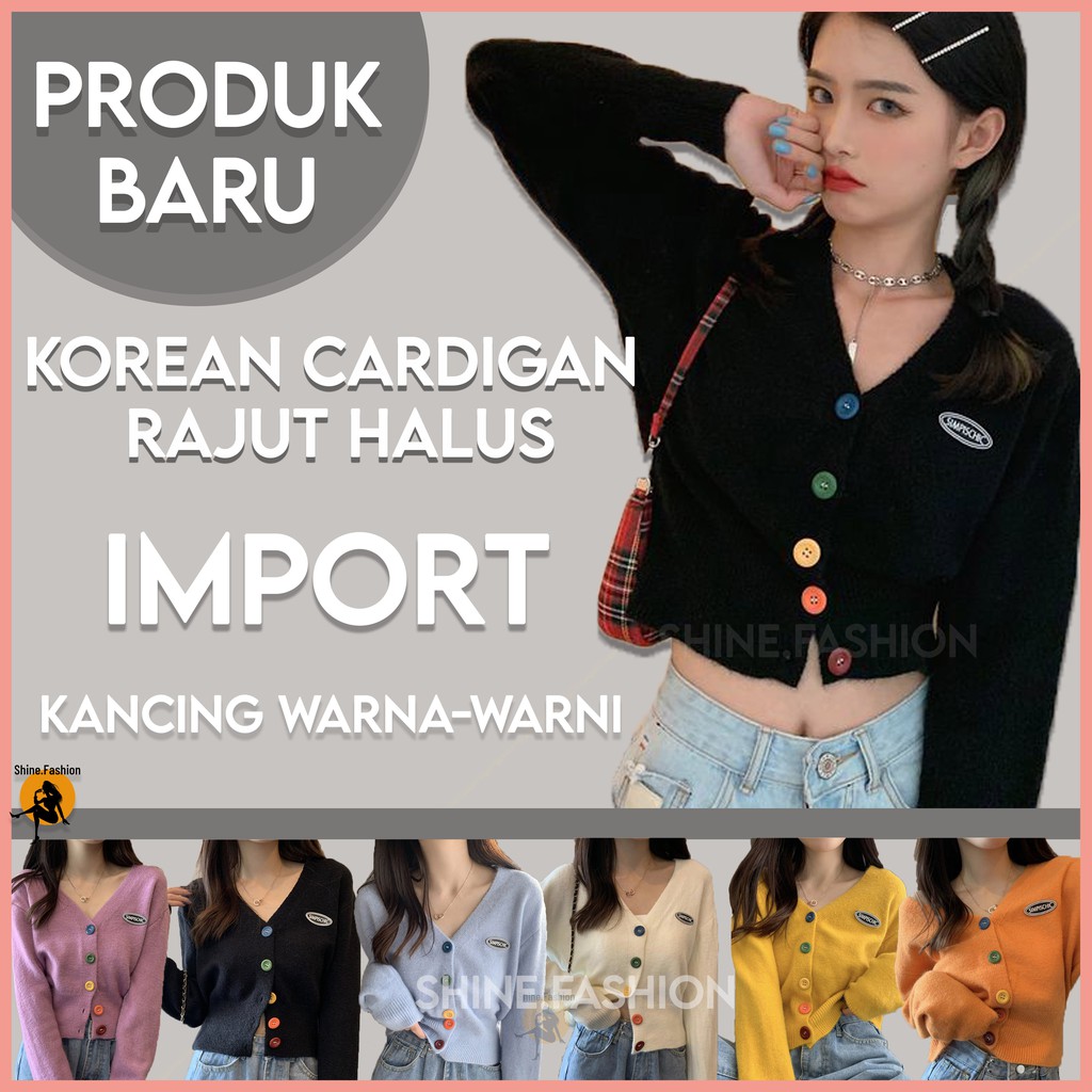 Korea Cardian Rajut  Kancing Warna Sweater  Unik Wanita  