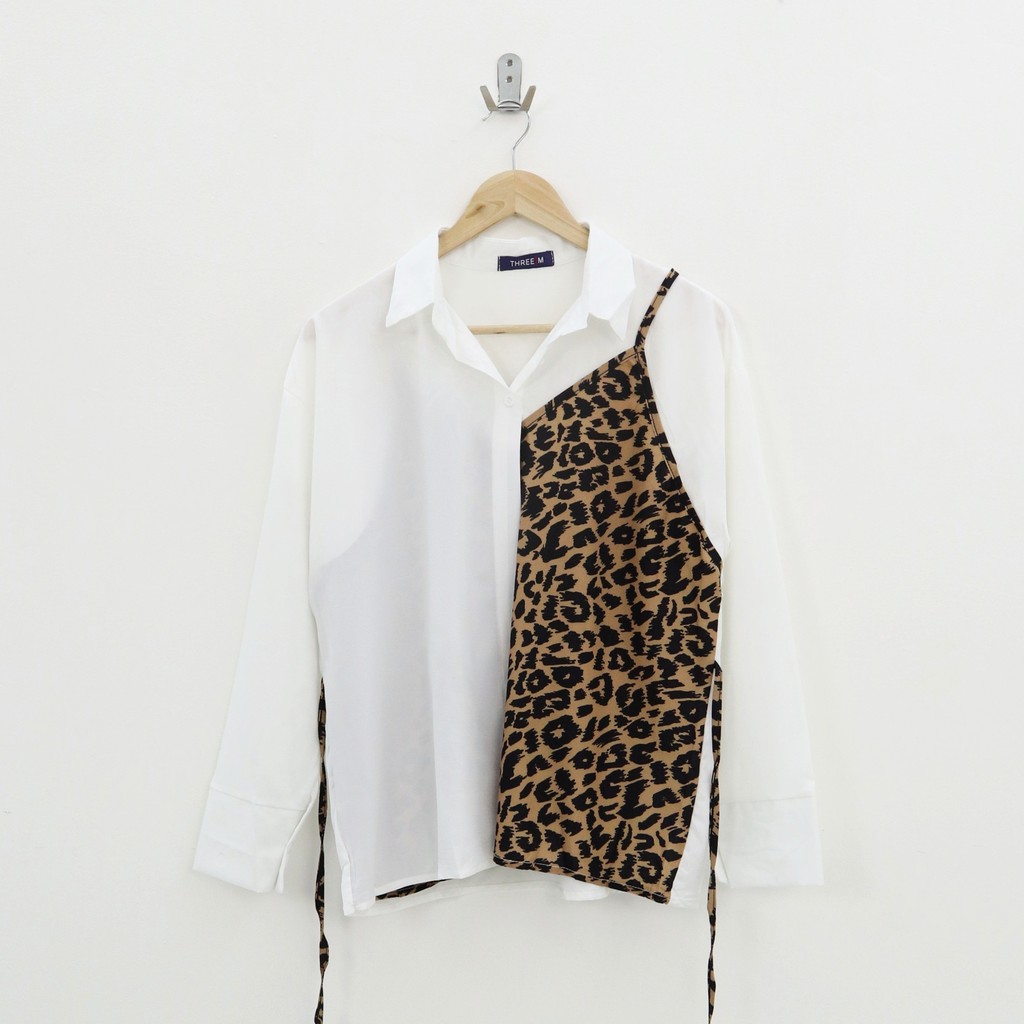 Lpard mix hem top -Thejanclothes