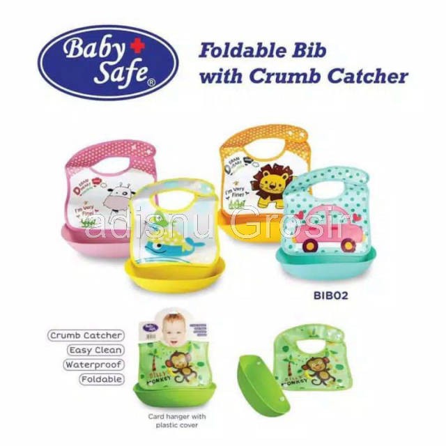 Baby Safe Celemek Bayi Foldable Bib with Crumb Catcher BIB02