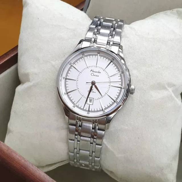 JAM TANGAN WANITA ALEXANDRE CHRISTIE AC 8553 CLASSIC SILVER WHITE ORIGINAL