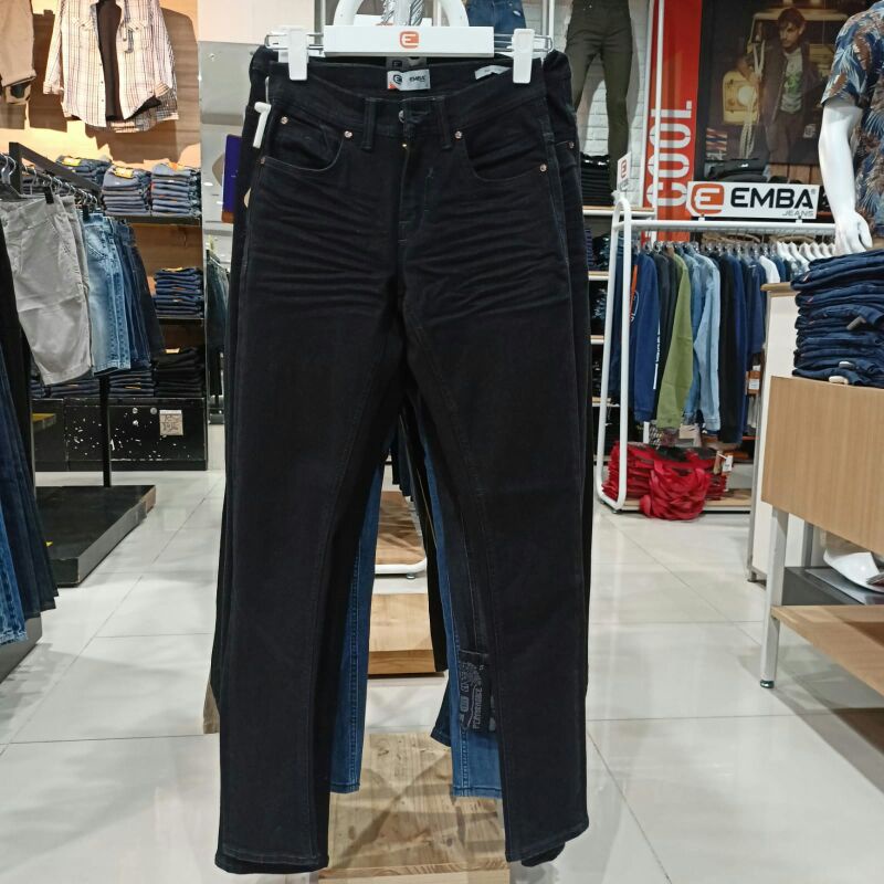 EMBA celana penjang jeans pria hitam morgan slim by emba original