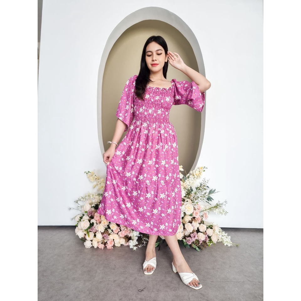 Dress Wanita Alexandra Panjang Daster Putri Bali [DPB] Alexandra Chicory Bisa COD