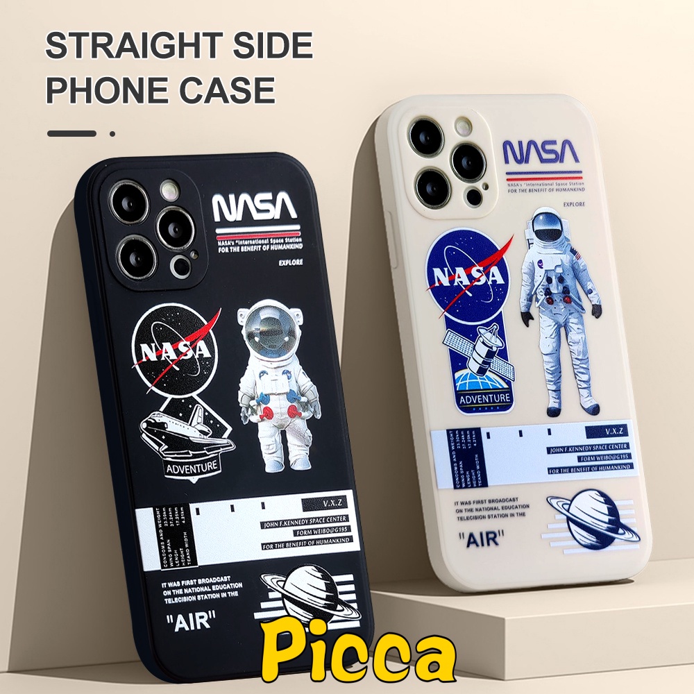 IPHONE Casing Ponsel Luar Angkasa Astronot Nasa Untuk Iphone11 14 13 12 Pro Max7 8 6 6s Plus XS Max XR X SE 2020 14 Pro Max Tepi Lurus Shockproof Soft TPU Cover