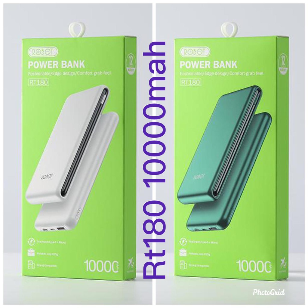 POWERBANK ROBOT RT180 RT190 RT10 RT100Q 10000 MAH ROBOT PowerBank RT-12 10000 mAh Dual Input Output Slim Original Garansi 1 Tahun [MPG]