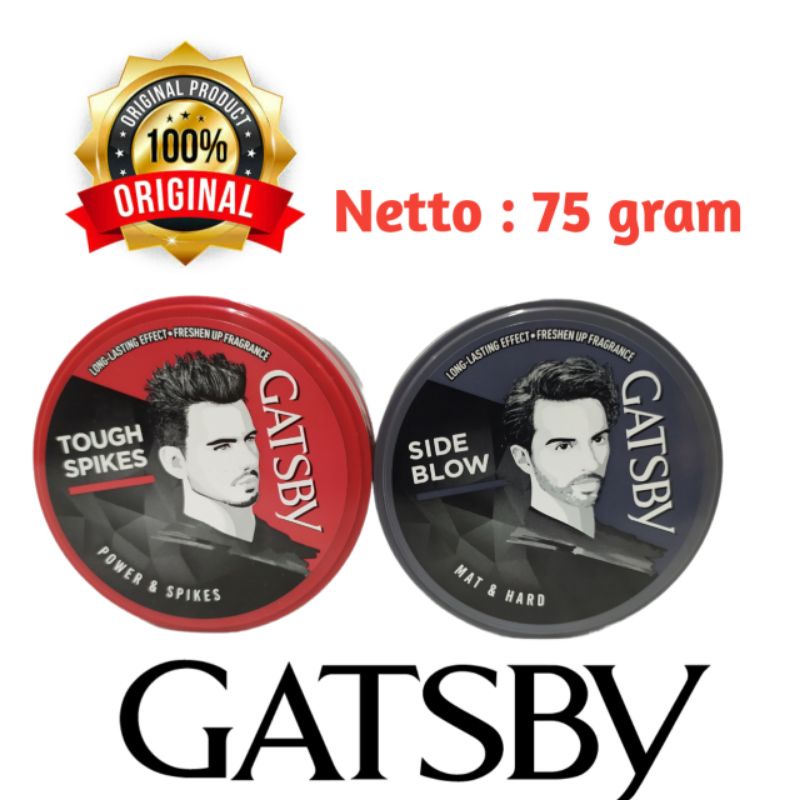 GATSBY WAX 75 GRAM ORIGINAL/MINYAK RAMBUT GATSBY STYLING WAX MERAH TOUGH SPIKES/ ABU-ABU SIDE BLOW