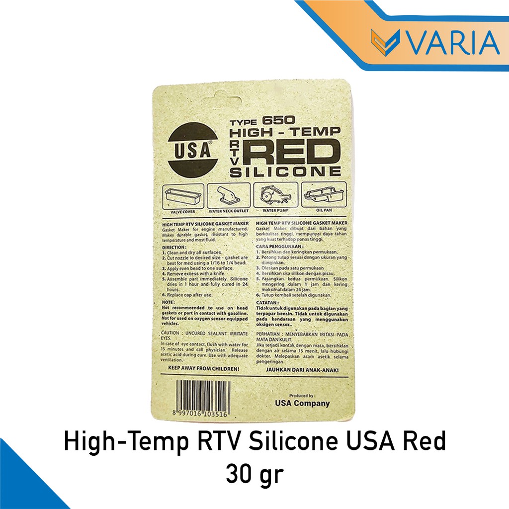 Lem Silikon / Silicone Tube Hi Temp Red Merah Sealer Sealant USA 30 gr