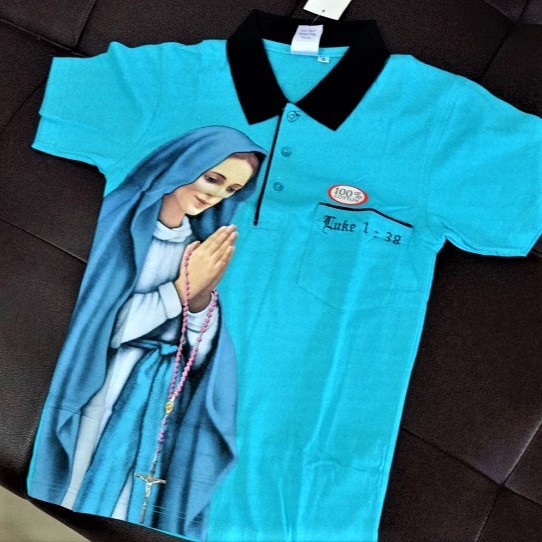 Kaos Pria dan Wanita Oblong Dewasa Katun Combed Dingin Sablon Rohani Katolik Bunda Maria  SP 5
