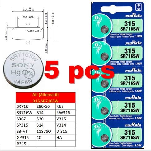 Segera Beli ori SONY MURATA 315 SR716SW baterai jam tangan mainan termometer Murah