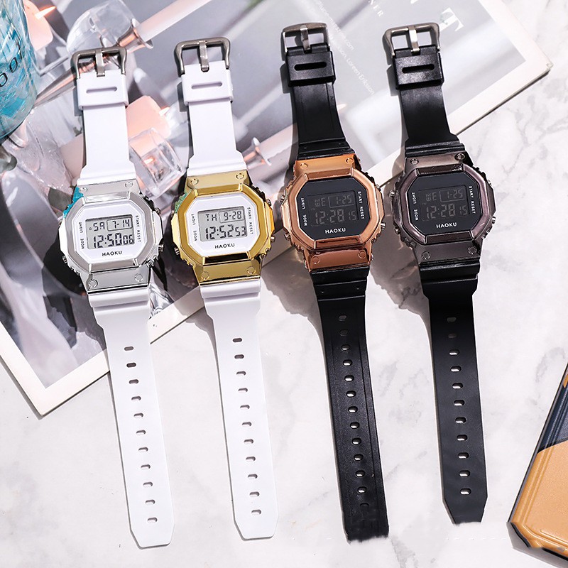 Jam tangan Digital Rubber Segi Grosir Murah Karet Sport LED Wanita Pria Couple watch