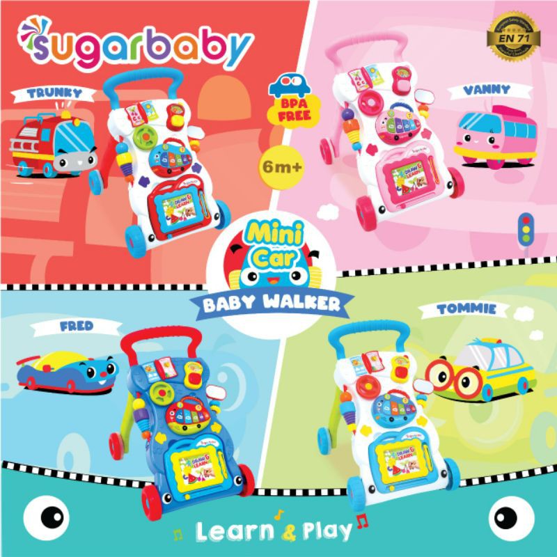 SUGAR BABY MINI CAR PUSH WALKER (BABY WALKER) ALAT BANTU JALAN WALKER SUGARBABY WALKING ASSISTANT