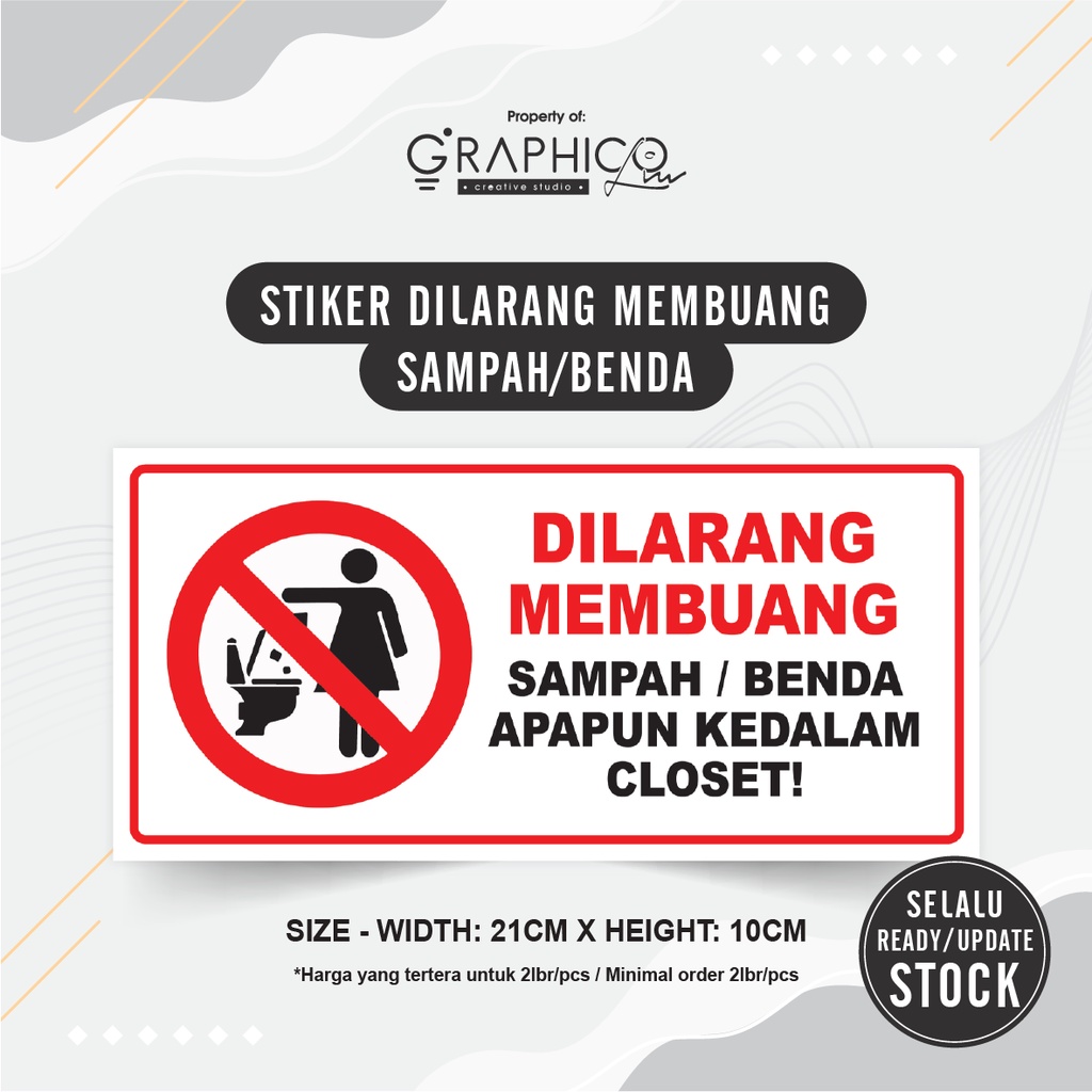 

Stiker Dilarang Buang Sampah Sembarangan - Per/2 lbr (21x10cm)