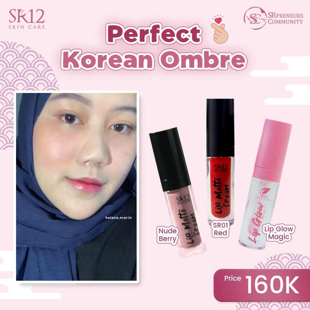 PERFECT KOREAN OMBRE SR12 / PAKET OMBRE LIPS / OMBRE LIP VIRAL / LIP CREAM / LIP GLOW MAGIC