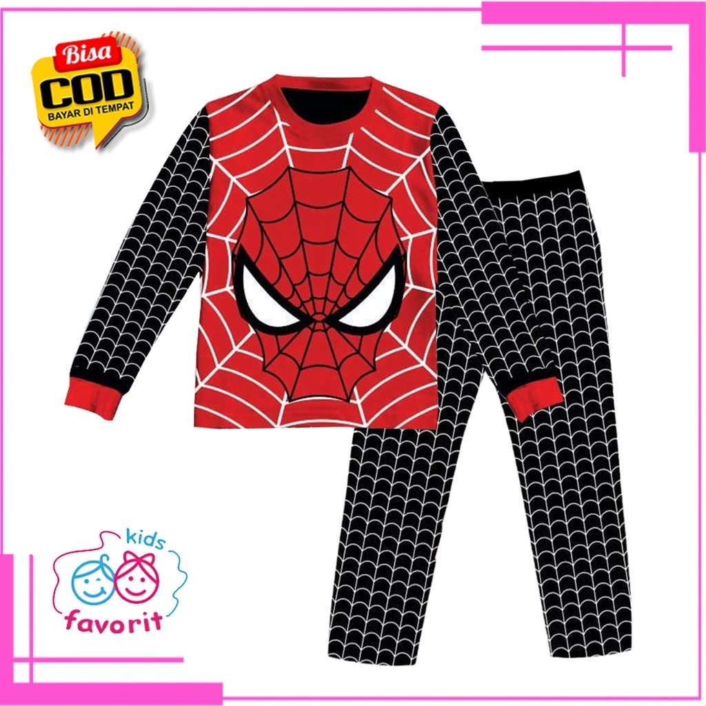 Favorit kids Baju tidur Piyama anak laki laki lengan panjang celana panjang motif spiderman