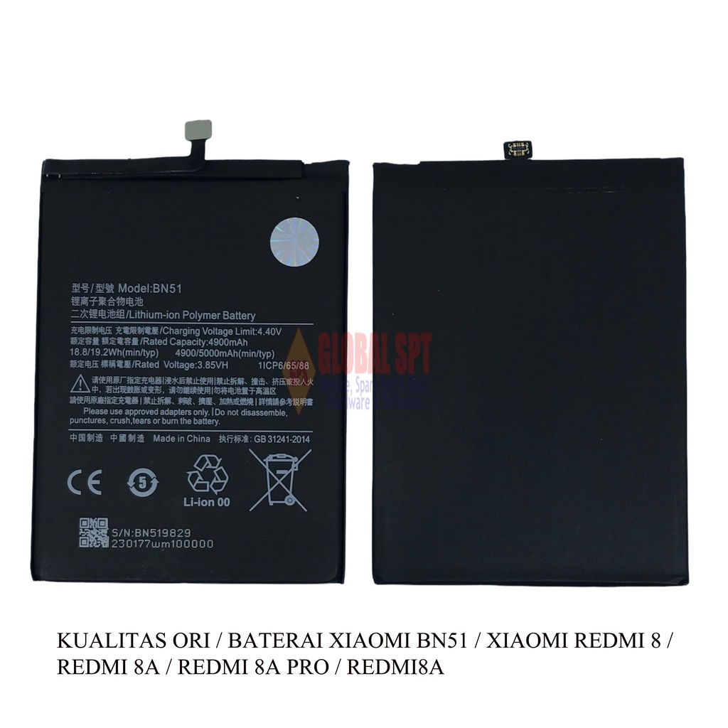 KUALITAS ORI / BATERAI XIAOMI BN51 / BATRE / BATERE XIAOMI REDMI 8 / RMI 8A / REDMI 8A PRO / REDMI8A