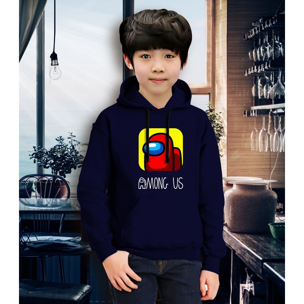 Jaket Anak Laki Laki/Jaket Anak Terbaru/Hoodie Anak Anong Us  Gaming Bahan Fleece Tebal 4-11 TAHUN