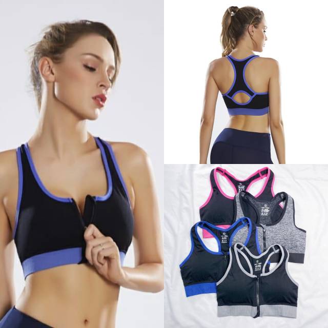 Sport bra ziper /beha olahraga wanita