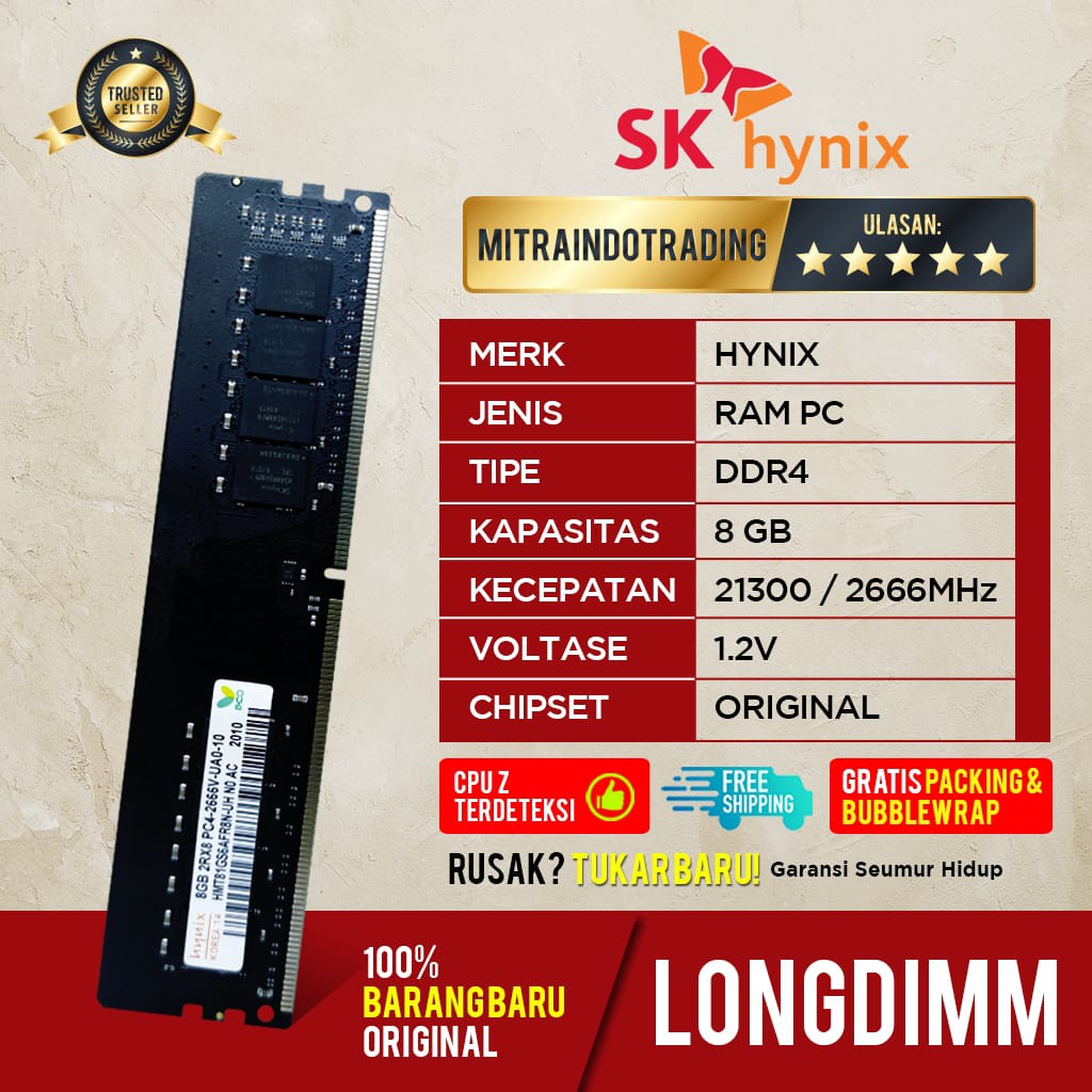 RAM HYNIX LONGDIMM DDR4 8GB PC2666/21300 BERGARANSI