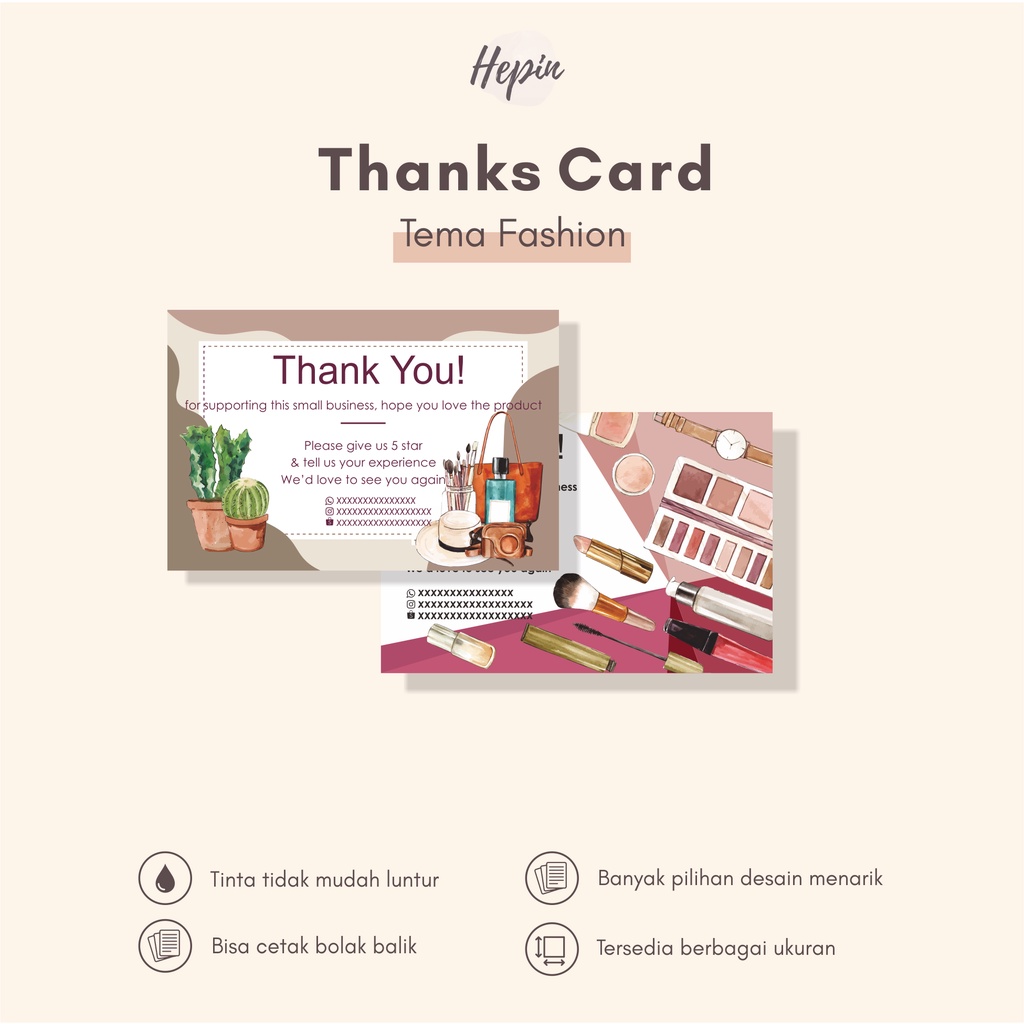 

Thanks Card Olshop Tema FASHION Bisa Cetak Bolak Balik