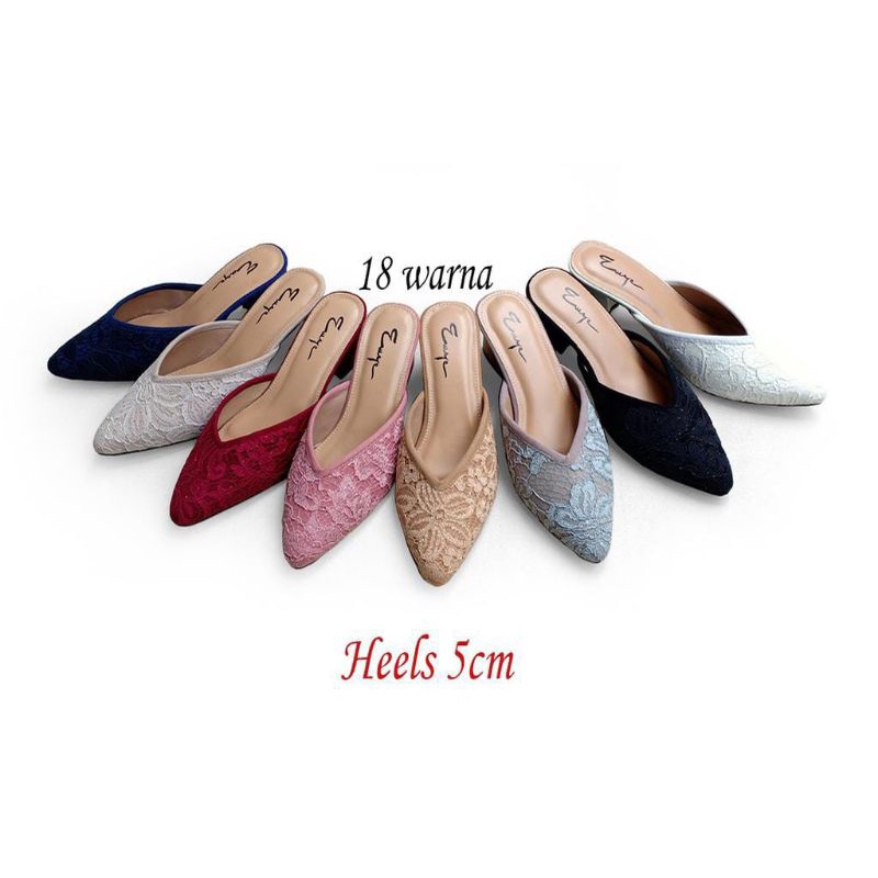 slop heels polos hak 5 cm cewek
