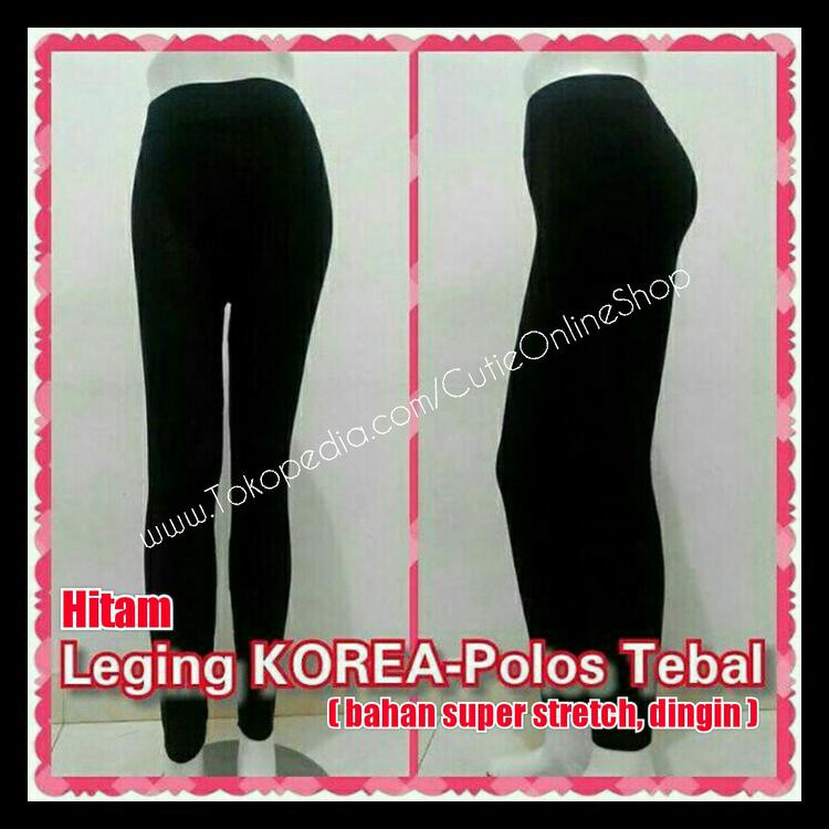 TERLARIS CELANA LEGING KOREA POLOS - HITAM (BAHAN TEBAL) NEW