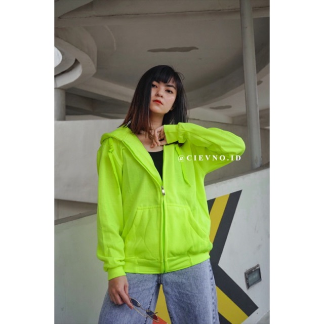 HOODIE ZIPPER NEON POLOS Size M - XXXL