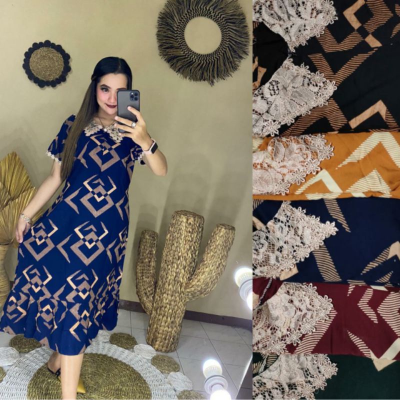 DASTER ARAB LONG ABSTRAK  / RESLETING BUSUI / RENDA MILO ORI /SANTUNG SUPER-DS WAJIK