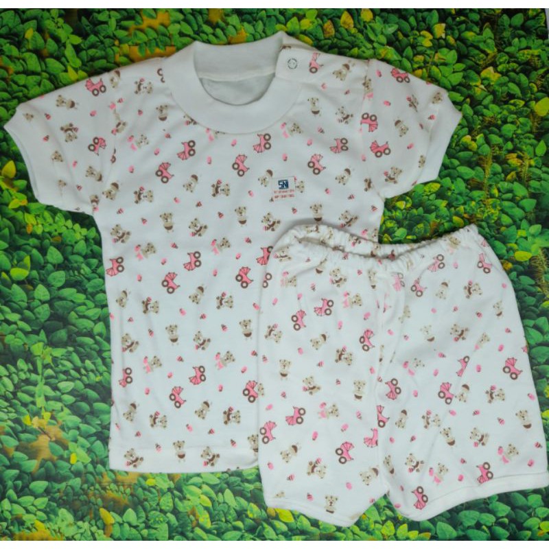 Stelan Pendek Bayi / Stelan Baju Kancing Samping UK no.14-18