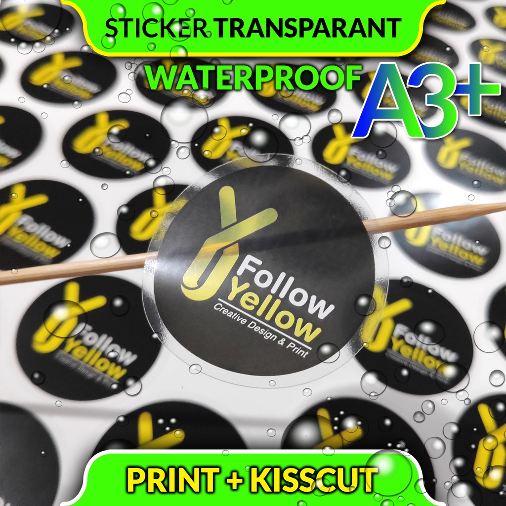 

Cetak Sticker / Print Stciker Vinyl Transparant A3+ [ PRINT + Cutting Kiss Cut ] - MINIMAL ORDER 6 PC