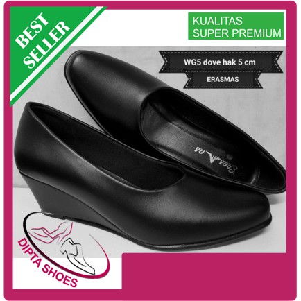 SEPATU WEDGES DOP ERASMAS PSH BHAYANGKARI PSK PERSIT PIA JALASENASTRI - Hitam, 39