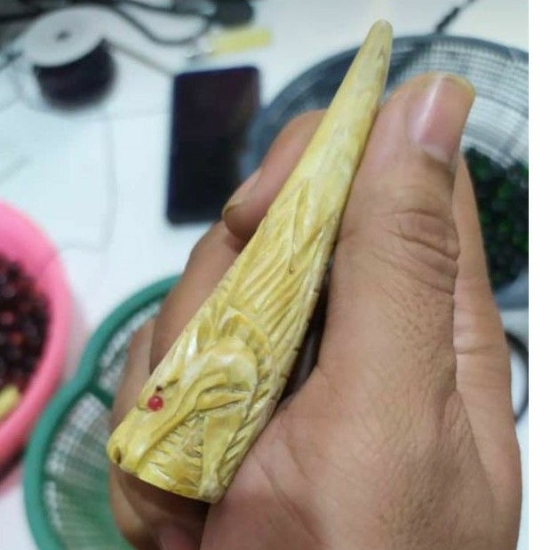 ONCE AKAR BAHAR PUTIH UKIR NAGA/ONCE AKAR BAHAR UKIR/AKAR BAHAR PUTIH 10CM