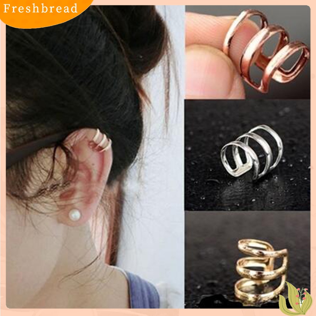 【Fresh】Punk Rock Ear Clip Cuff Wrap Earrings No piercing-Clip On Silver Gold Bronze