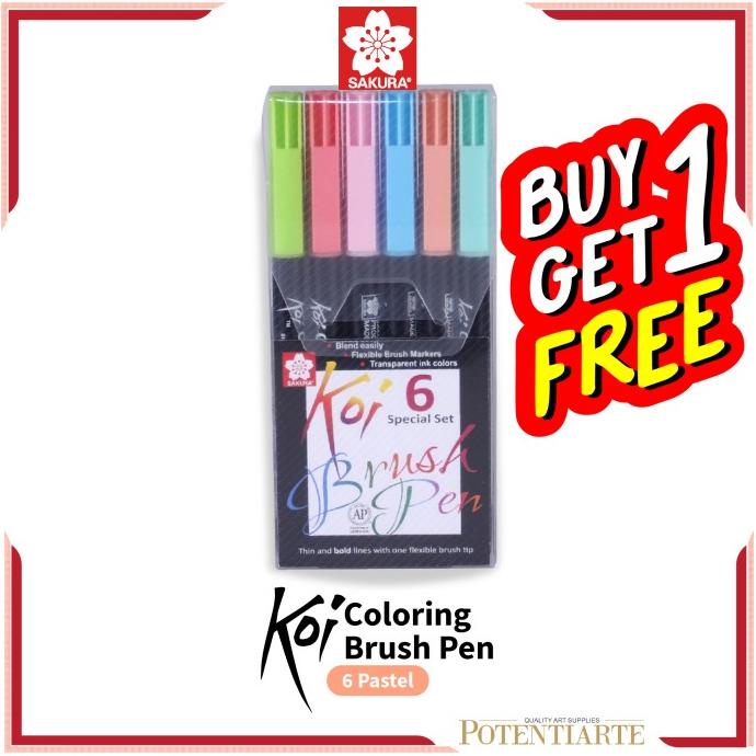 

[[COD]] Brush Pen Sakura Koi Pastel Color Set 6 Coloring Brush Pen BOOM SALE Kode 212