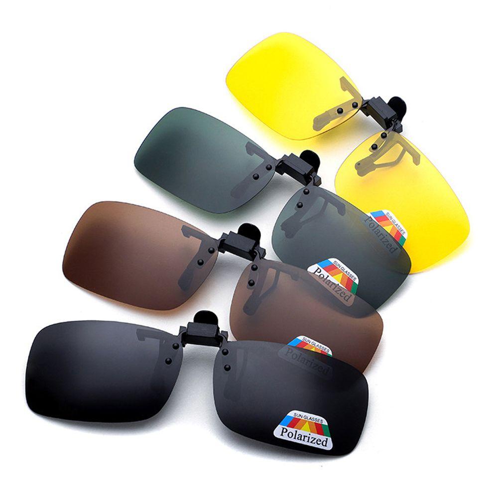 NICKOLAS1 Kacamata Clip-on Outdoor Hitam Kuning Vision Care Night Vision Clipon Mengemudi Memancing Flip Up Eyewear