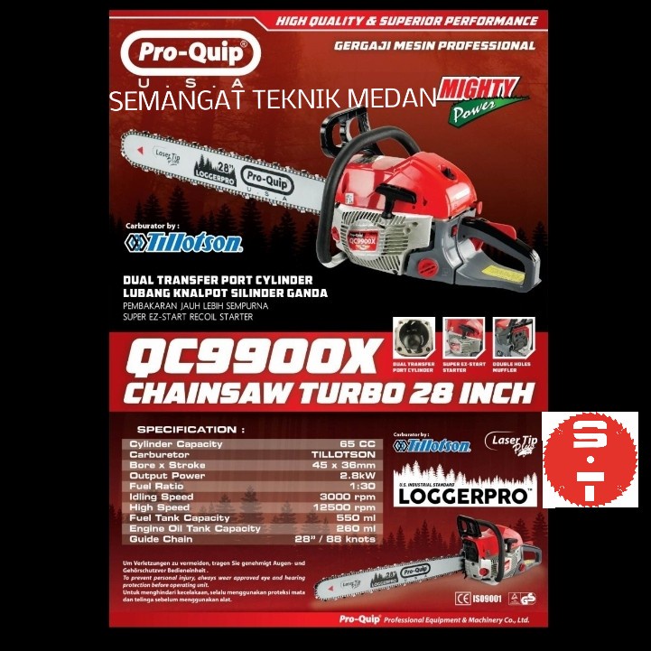 QC9900X MESIN CHAINSAW GERGAJI POTONG KAYU 28" 28 " PROQUIP QC 9900 X