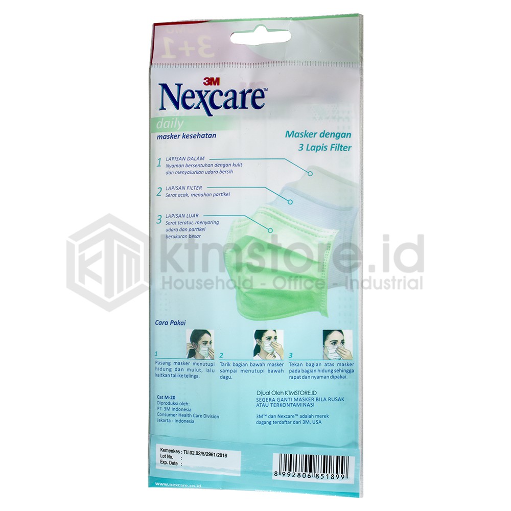 Nexcare 3M Earloop Mask 3 Pcs - Masker Kesehatan M-20