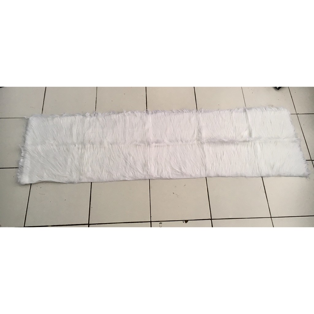 alas meja rias taplak meja warna putih bahan bulu tatakan meja tamu karpet duduk