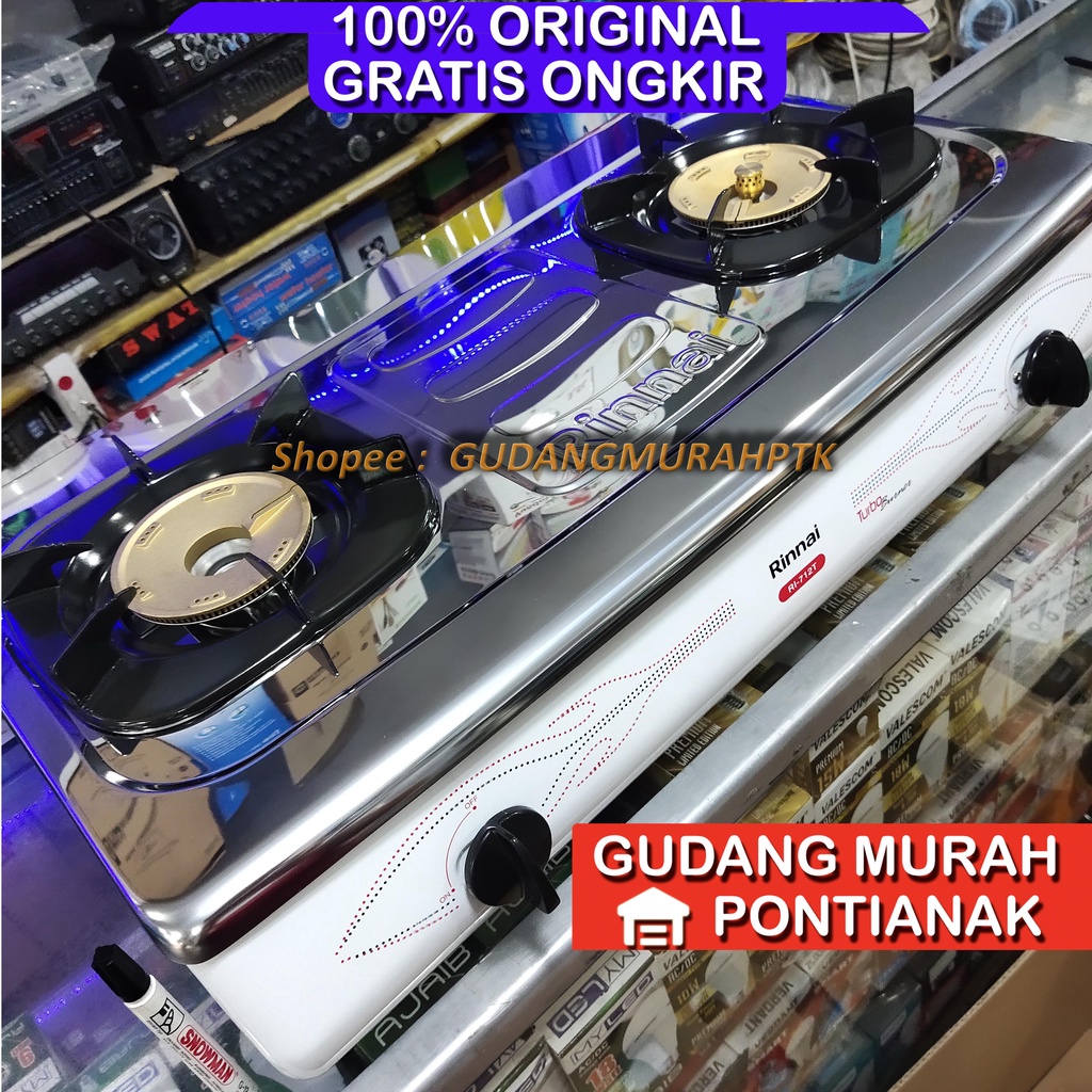 Kompor Gas RINNAI 2 tungku API TURBO API LILIN RI 712T  RI-712T RI712 T RI 712 T (2 TUNGKU) GARANSI RESMI